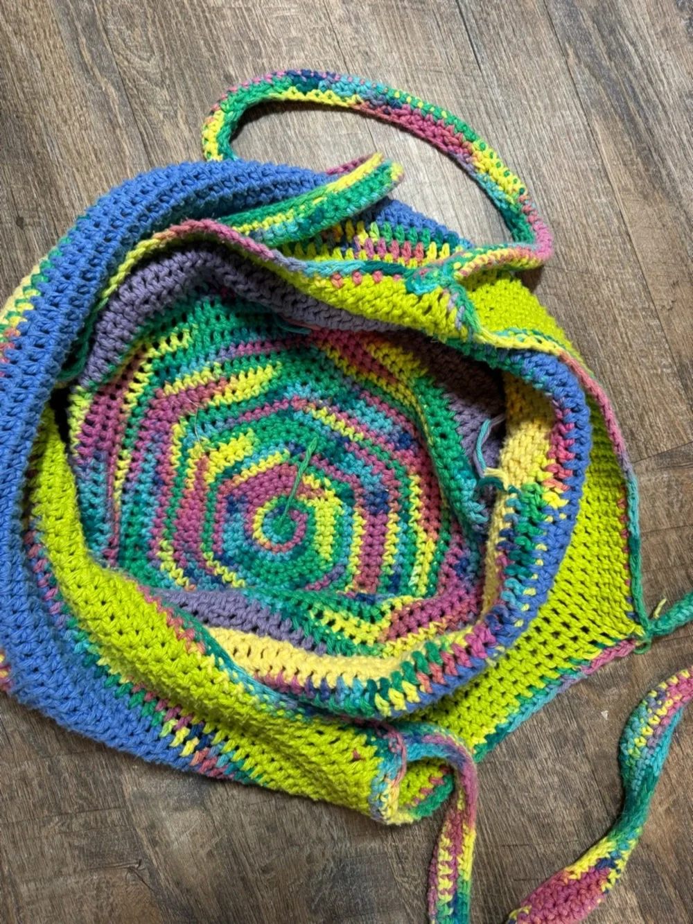 Summer Bag Large Handmade Multicolor Crochet Tote Bag Yellow Blue Green Purple